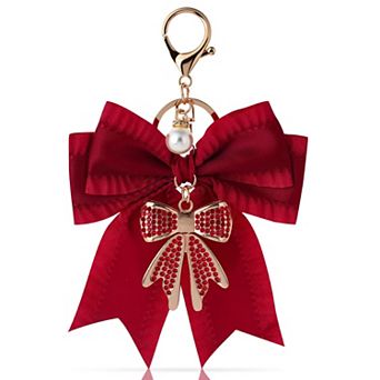 Bow Keychain Rhinestone Purse Charm Crystal Bag Accessory Women Gift