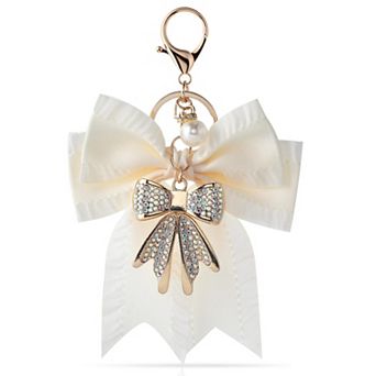 Bow Keychain Rhinestone Purse Charm Crystal Bag Accessory Women Gift