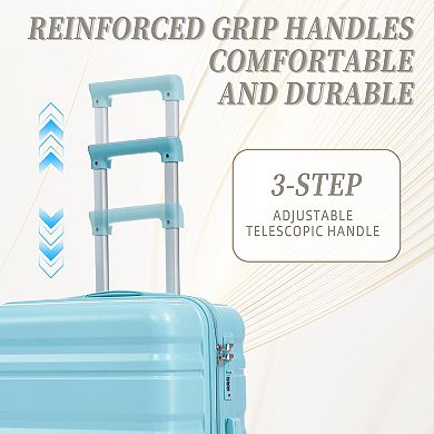 Trikiousd 20"/24"/28" 3 pcs/set in ABS Spinner Wheel Luggage, Carry on Suitcase, Combination Lock