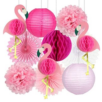 Summer Flamingo Party Tissue Paper Decorations 11 pc