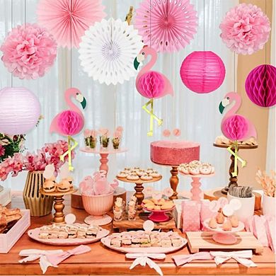 Summer Flamingo Party Tissue Paper Decorations 11pc