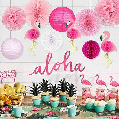 Summer Flamingo Party Tissue Paper Decorations 11pc