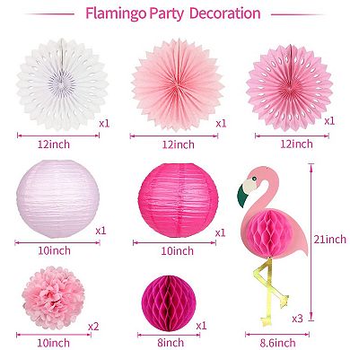 Summer Flamingo Party Tissue Paper Decorations 11pc