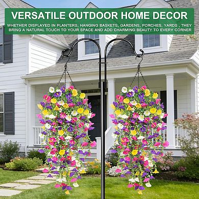 4pcs 31”Artificial Hanging Petunias Eucalyptus UV Resistant Outdoor Indoor