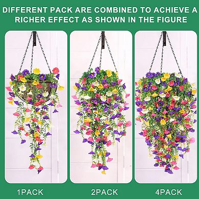4pcs 31”Artificial Hanging Petunias Eucalyptus UV Resistant Outdoor Indoor