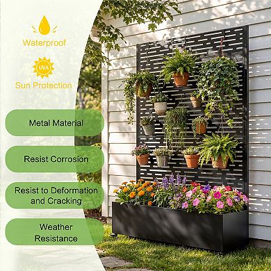 Trikiousd Trellis Planter Box Weather Resistance Metal Raised Garden Bed