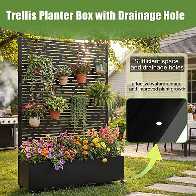 Trikiousd Trellis Planter Box Weather Resistance Metal Raised Garden Bed