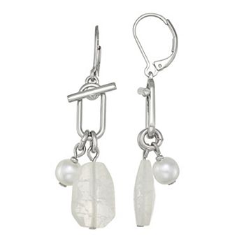 Simply Vera Vera Wang Silver Tone Simulated Stone Link Linear Earrings