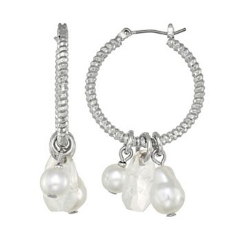 Simply Vera Vera Wang Silver Tone Simulated Stone Hoop Earrings