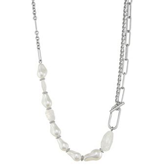 Simply Vera Vera Wang Silver Tone Simulated Pearl Link Necklace