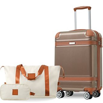 Trikiousd 3 pc Hardshell Luggage Set 20" Carry-On with Duffel Bag & TSA Lock