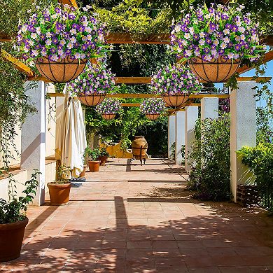 Artificial Hanging Flowers Basket Coconut Lining Outdoor Garden Patio Porch