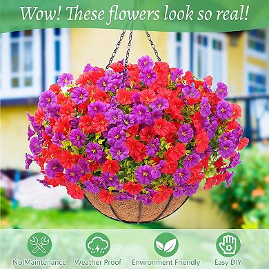 Artificial Hanging Petunias UV Resistant Outdoor Decor