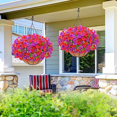 Artificial Hanging Petunias UV Resistant Outdoor Decor