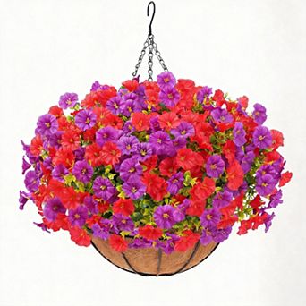 Artificial Hanging Petunias UV Resistant Outdoor Decor