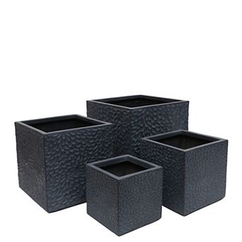 Trikiousd Outdoor Indoor Planters Set Flower Pot 16.9"+14.37"+11.6"+9.25" Dia Squar Planter Set of 4