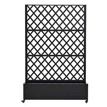 Trikiousd Raised Garden Bed Planter with Trellis, Movable Planter Box with Wheels