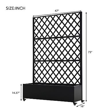 Trikiousd Raised Garden Bed Planter with Trellis, Movable Planter Box with Wheels