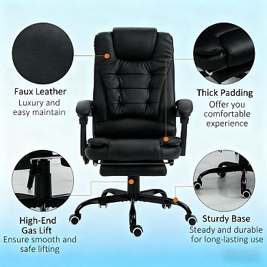Trikiousd High Back Massage Office Chair with Footrest and Reclining Function