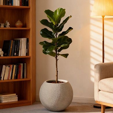 Trikiousd Magnesium Oxide Round Planter for Home Garden Patio