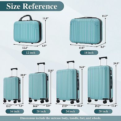 Trikiousd 6-Piece ABS Hardshell Luggage Set with TSA Lock Spinner Wheels Carry-On & Checked
