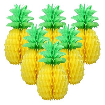 Paper Pineapple Decorations Summer Party Supplies 6 pc