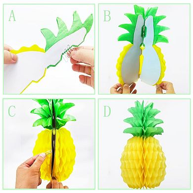Paper Pineapple Decorations Summer Party Supplies 6pc