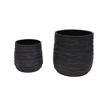 Trikiousd Large Round Planter Set of 2, Magnesium Oxide Plant Pots with Texture