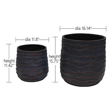 Trikiousd Large Round Planter Set of 2, Magnesium Oxide Plant Pots with Texture