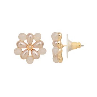 LC Lauren Conrad Gold Tone Simulated Stone Blossom Stud Earrings