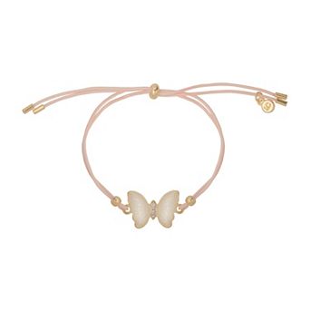 LC Lauren Conrad Gold Tone Pearlized Butterfly Pull Tie Bracelet