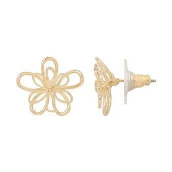 LC Lauren Conrad Gold Tone Artisan Wire Flower Stud Earrings