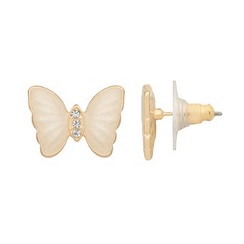 LC Lauren Conrad Gold Tone Butterfly Stud Earrings