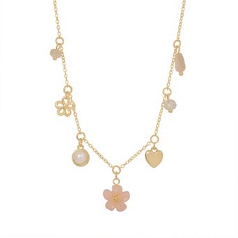 LC Lauren Conrad Gold Tone Mixed Charm Mini Statement Necklace