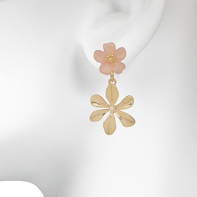 LC Lauren Conrad Gold Tone Double Blossom Drop Earrings