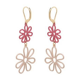 LC Lauren Conrad Two Tone Wire Flower Drop Earrings