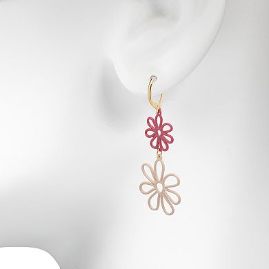 LC Lauren Conrad Two Tone Wire Flower Drop Earrings