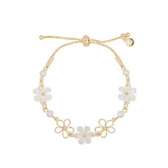 LC Lauren Conrad Gold Tone Flower Pull Tie Bracelet