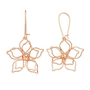 LC Lauren Conrad Gold Tone Open Metal Flower Dangle Earrings