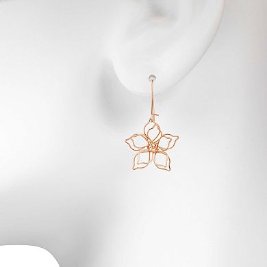 LC Lauren Conrad Gold Tone Open Metal Flower Dangle Earrings