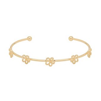 LC Lauren Conrad Gold Tone Delicate Station Flower Cuff Bracelet