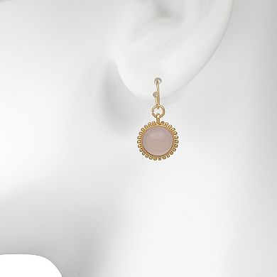 LC Lauren Conrad Gold Tone Cushion Simulated Stone Drop Earrings