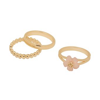 LC Lauren Conrad 3 pc Gold Tone Ethereal Flower Ring Set