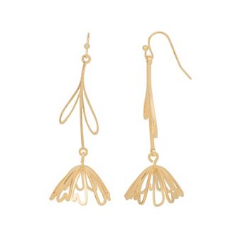 LC Lauren Conrad Gold Tone Upside Down Heirloom Bloom Drop Earrings