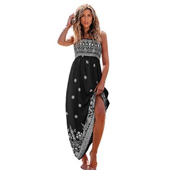 Women's Cupshe Chic Floral Print Maxi Dress with Smocked Bodice