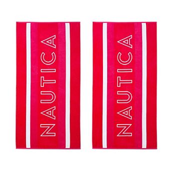 Nautica Logo Stripe Beach Towel