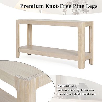 Trikiousd Modern Farmhouse Console Table Wood Veneer Rounded Corners Entryway Hall Table