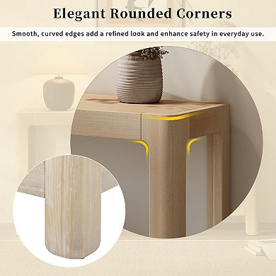 Trikiousd Modern Farmhouse Console Table Wood Veneer Rounded Corners Entryway Hall Table