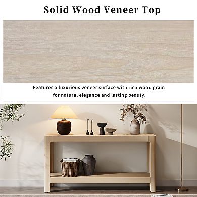 Trikiousd Modern Farmhouse Console Table Wood Veneer Rounded Corners Entryway Hall Table