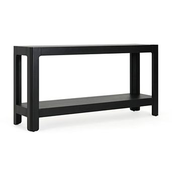 Trikiousd Modern Farmhouse Console Table Wood Veneer Rounded Corners Entryway Hall Table